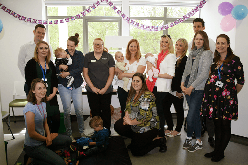 A mum, baby and midwife reunion