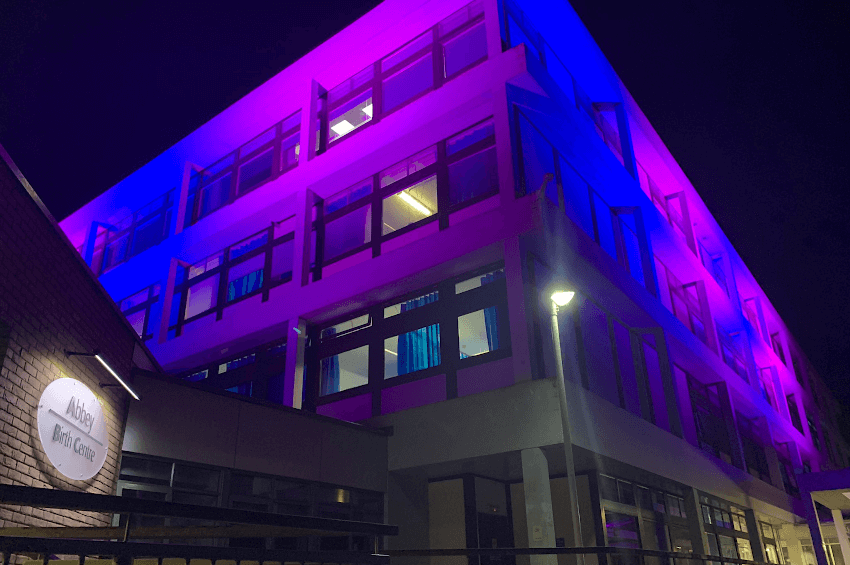 St Peter’s Hospital show their support for Baby Loss Awareness Week by lighting up Maternity Wing